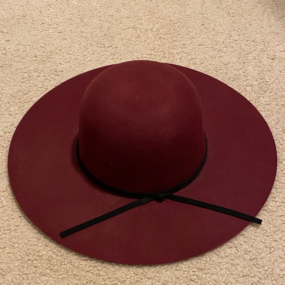 Francesca's Collections Deep Red/Burgundy Wide-Brim Hat
